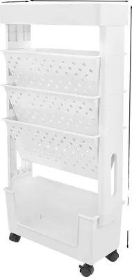 Image de Étagère de stockage, 5 niveaux, conception mobile, BLANC