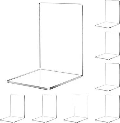 Produktbild von Famanu Set von 8 Buchstützen - Klare Acryl Buchstützen - Klare Tisch Displays für Schule - Zuhause - Büro - Bibliothek