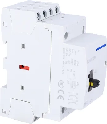 Imagen del producto de Contactador modular de CA para uso doméstico, BCH8-25M, 230V, 4 polos, 25A, con interruptor de control manual (4 contactos normalmente abiertos)