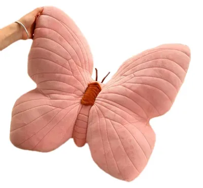 Produktbild von Omgoods – Dekoratives Schmetterlingskissen, 40x33 cm, Rosa, Samt