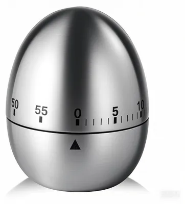Küchentimer mechanisch, 60 Min., Edelstahl, weiß