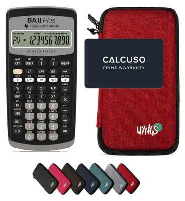 Produktbild von TI-BA II Plus inkl. WYNGS Schutztasche Rot - Finanzrechner - Basic Set