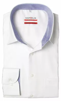Produktbild von Marvelis - Modern Fit - Herren Langarm Hemd, struktur (476764), Größe:43, Farbe:Weiß (00)
