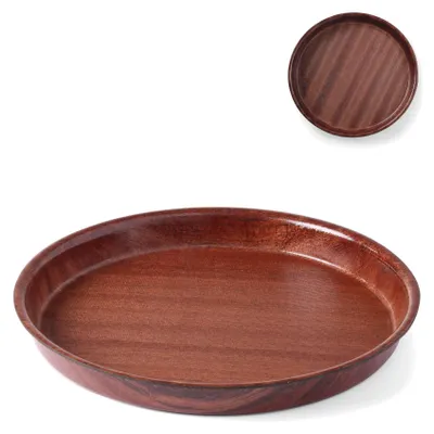 Image de HENDI Plateau de service imitation bois, rond, acajou, ⌀360x(H)30mm