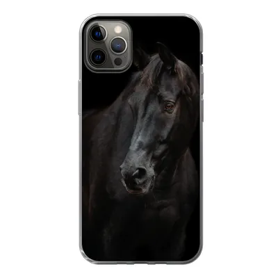 Produktbild von MuchoWow® Handyhülle Schutzhülle Hülle für iPhone 13 Pro Max Pferd - Leicht - Schwarz Silikon Softcase Handy Hülle - Mobiltelefon