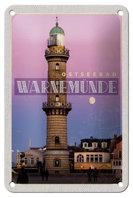 Produktbild von Blechschild Reise 12x18cm Travemünde Strand Leuchtturm Urlaub Schild