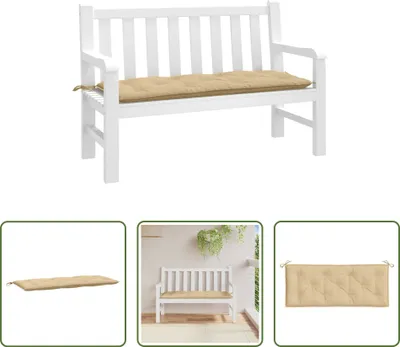 Zdjęcie produktu dla The Living Store Poduszka na ławkę ogrodową Melange Beige 120x50x7 cm tkanina