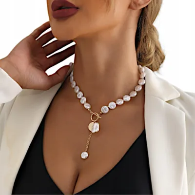 Produktbild von Damen Choker-Halskette 42 cm - Gold mit Perlen und Zirkonia