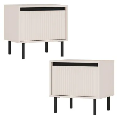Produktbild von AX LIVING Nachttisch Bodrum 2er Set Nachtkommode 1 Schublade Sandbeige