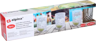 Immagine prodotto di set di bicchieri alpina 6 pezzi - bicchieri con effetto cristallo 400ml - set di bicchieri da acqua per spumante, acqua e cocktail