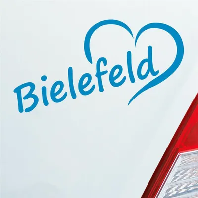 Produktbild von Auto Aufkleber Bielefeld Herz Stadt City Liebe Love Heart 16x8 cm Hellblau Sticker Heckscheibenaufkleber