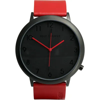Produktbild von Rolf Cremer Uhr Jumbo II 495110 Lederband, Edelstahl, rot, schwarz
