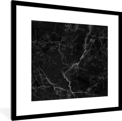 Produktbild von MuchoWow® Gerahmtes Poster Marmor - Schwarz - Weiß - Textur - Marmoroptik 40x40 cm - Poster mit Schwarzem Bilderrahmen Wandposter Rahmen Foto Bilder - Poster - Plakat im Rahmen