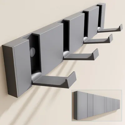 Produktbild von doporro Garderobenhaken Wand Moderne Wandgarderoben aus Aluminium Garderobenleiste klappbar kleiderhaken mit 4 Beweglichen Haken Wandhaken Grau