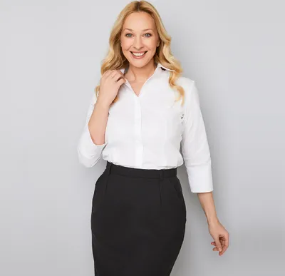 Produktbild von Bluse tailliert 3/4-Arm Fb. weiß Gr. 32 : weiß : 97% Baumwolle 3% Elasthan 125 g/m² : 32