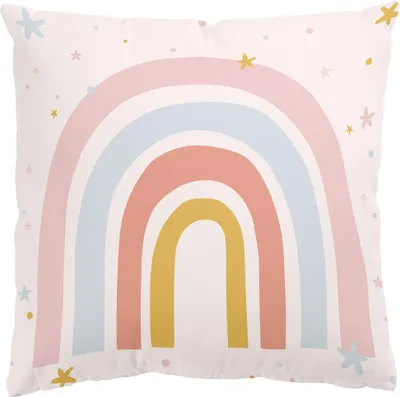 Produktbild von Dekokissen mit Motiv drinnen / Indoor Zierkissen Samt waschbar Regenbogen pastell Illustration Sofakissen ohne Füllung