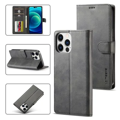 Obrázek produktu pro Pouzdro pro iPhone 14 Pro kožené flipové pouzdro s magnetickým uzávěrem a stojánkem, ochranné pouzdro černé