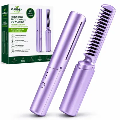 Image de Peigne chauffant sans fil pour cheveux lisses ou bouclés, chauffe rapide, batterie 1500 mAh et utilisation sans prise