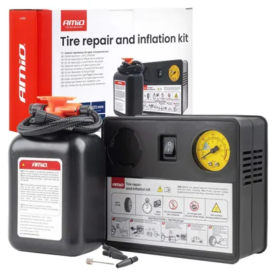 Produktbild von Reifenreparaturset mit Kompressor 31 mm 12V AMIO-04930