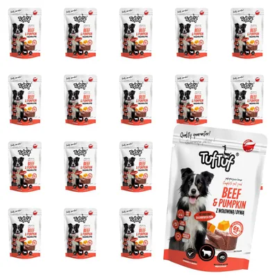 Produktbild von Tuftuf | Feuchtfutter für Hunde - 20x300g - Rindfleisch mit Kürbis - Nassfutter - 67% Feuchtigkeit