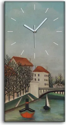 Produktbild von Dekor Leinwand Uhr Wandbilder Geräuschlos 30x60 Malerei Stadt Fluss Boote Bäume - weiße Hände