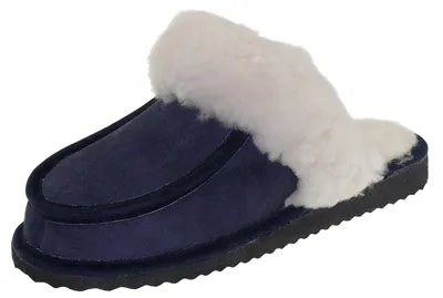 Produktbild von Harrys-Collection Lammfell Pantoffel Mokassin Hausschuh, marine, 44