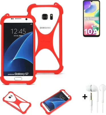 Produktbild von Handy-hülle + Kopfhörer kompatibel mit Xiaomi Redmi 10A Schutz-hülle Bumper Silikon Schutz Hülle Cover Case Silikoncase Silikonbumper TPU Softcase