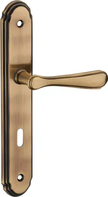 Immagine prodotto di Set di maniglie per porta della camera da letto Arthemis, foro per chiave, quadrato 7 mm, interasse 195 mm, ottone patinato - THIRARD
