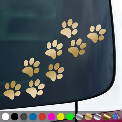 Produktbild von PantherPixel Katzenpfoten Aufkleber Hundepfoten Tiere Tatzen Sticker Auto Geschenkidee Farbe Gold