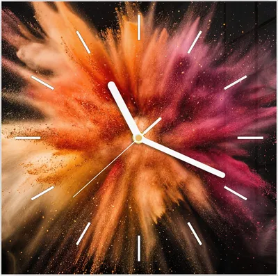 Produktbild von Wanduhr aus Glas mit Motiv Farbenexplosion- 30 x 30 cm - inkl. Aufhängesystem
