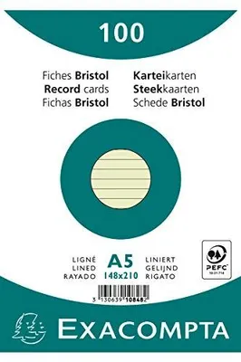 Produktbild von Exacompta 100 Karteikarten Liniert Ungelocht in Folie 148x210mm Grün