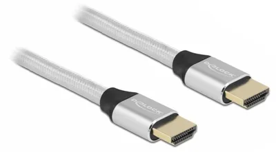 Produktbild von DeLOCK Ultra High Speed HDMI Kabel 48 Gbps 8K 60 Hz silber 1 m , 1 m, HDMI Typ A (Standard), HDMI Typ A (Standard), 3D, 48 Gbit/s, Silber