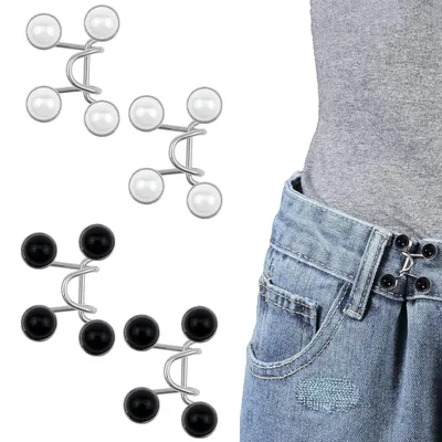 4 Perlen-Jeansknopfspangen, verstellbar, für Jeans & Hosen