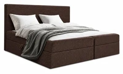 Produktbild von Bett, Boxspringbett, Continentalbett BERG POSO mit Bonell Matratze, OHNE Topper, Doppelbett mit Container, H3 180x200 cm, (Braun - Poso 06)