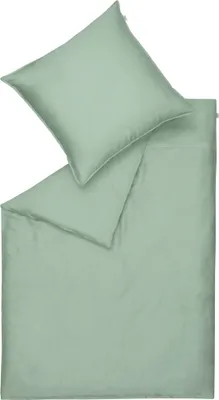 Image de Schöner Wohnen Ensemble de literie en satin Pure Couleur sauge Taille 155x220cm
