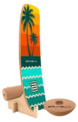 Image de Kit complet de planche d'équilibre Brunelli avec demi-sphère et rouleau en liège - Contenu : kit complet Pill 74 cm
