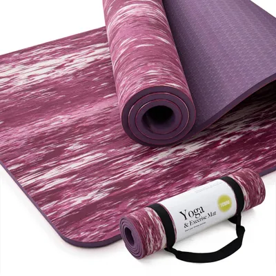Productafbeelding van Yogamat 10 mm, paars, rubber en TPE, antislip, voor thuistraining