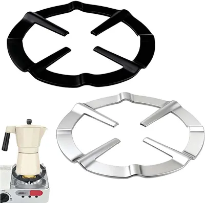 Produktbild von 2-teilige Moka-Kanne-Halterung, Moka-Kanne-Halterung aus Edelstahl für Gasherde, runder Gasreduzierring aus Metall, Reduzierring für Kaffeemaschinen zum Kochen