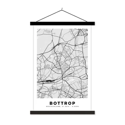 Produktbild von MuchoWow® Textilposter Deutschland - Karte - Bottrop - Stadtplan 40x60 cm mit schwarzem Rahmen - Wanddekorationen