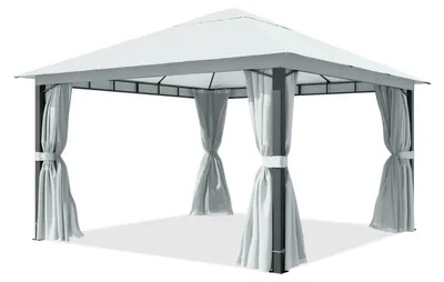 Immagine prodotto di TOOLPORT Gazebo giardino 4x4m, pali in alluminio, telo tetto ca. 220g/m² grigio - con pannelli laterali e zanzariere