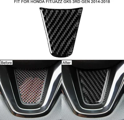 Image de Autocollants pour volant de voiture en fibre de carbone Remplacement de la garniture circulaire du roulement du véhicule pour Honda Fit/Jazz GK5 3ÈME GÉNÉRATION 2014-2018