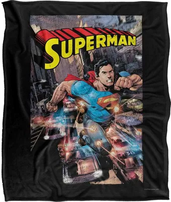 Image de Superman - "Action One" Couverture, Soyeux, Supersoft TV24002 (Taille unique) (Noir/Multicolore)