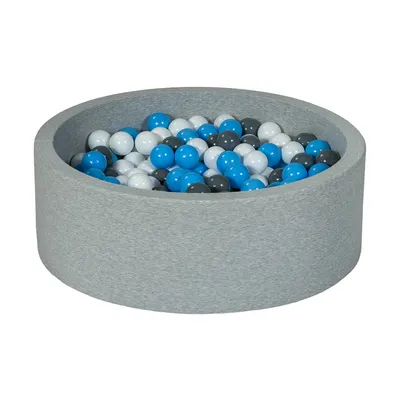 Image de Piscine à balles aire de jeux + 300 balles blanc, gris, bleu clair