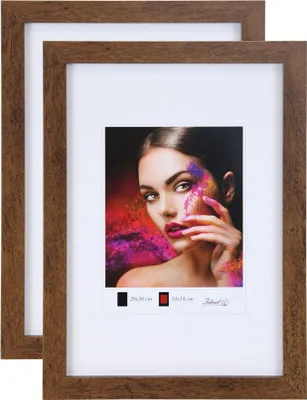 Produktbild von 2er 3er 5er Set Holz Bilderrahmen Lifestyle Plexi Foto Rahmen Collage Wanddeko Poster HR-25 - Farbe: 2er Pack Braun | Format: 20x20