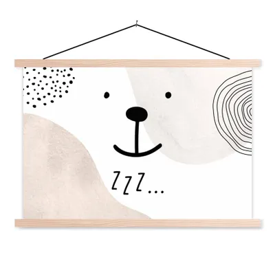 Produktbild von MuchoWow® Textilposter Zitate - Zzz... - Sprichwörter - Kinder - Baby - Jungen - Mädchen 120x80 cm mit holzfarbenen Rahmen - Aufhängeset