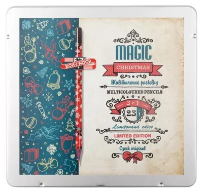 Produktbild von Progresso " Magic " Vollminenfarbstifte 24er Set im Metalletui / Christmas Retro- Design