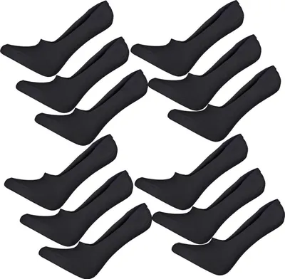 Produktbild von 12 Paar Damen Füßlinge Ballerina Unsichtbare Sneaker Sport Socken mit Rutschfest Silikon, 12 Paar, Schwarz/35-38