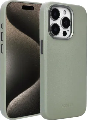 Immagine prodotto di Accezz MagSafe Cover posteriore in pelle per iPhone 15 Pro - Grigio chiaro