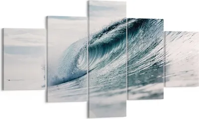 Produktbild von Bild auf Leinwand - Leinwandbild - 5 Teile - Welle Meer Ozean - 125x70cm - Wand Bild - Wanddeko - Wandbilder - Leinwanddruck - Bilder - Wanddekoration - Leinwand bilder - Wandbild - EA125x70-4516
