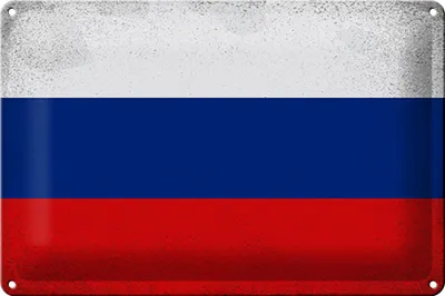 Produktbild von Blechschild Flagge Russland 30x20cm Flag of Russia Vintage